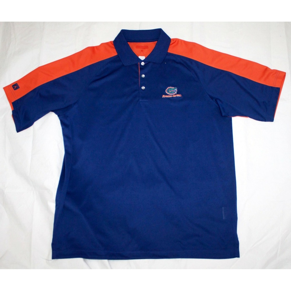 Antigua Mens Florida Gators Short‎ Sleeve 100% Polyester Polo Shirt Size Large